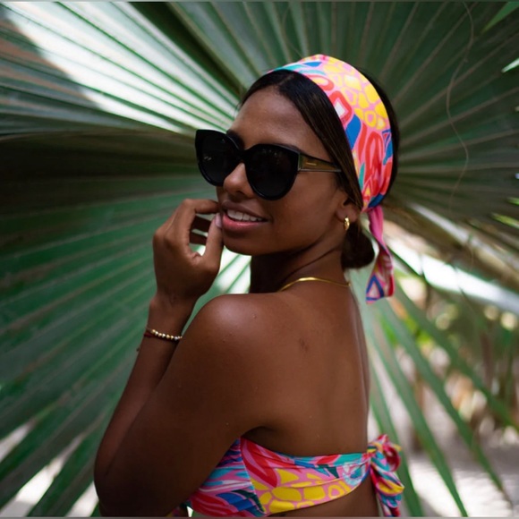 KENNY FLOWERS 🆕 ‘The Columbia’ Tie Front Bandeau Top & Matching Scarf. Large 🌞 - Picture 2 of 3